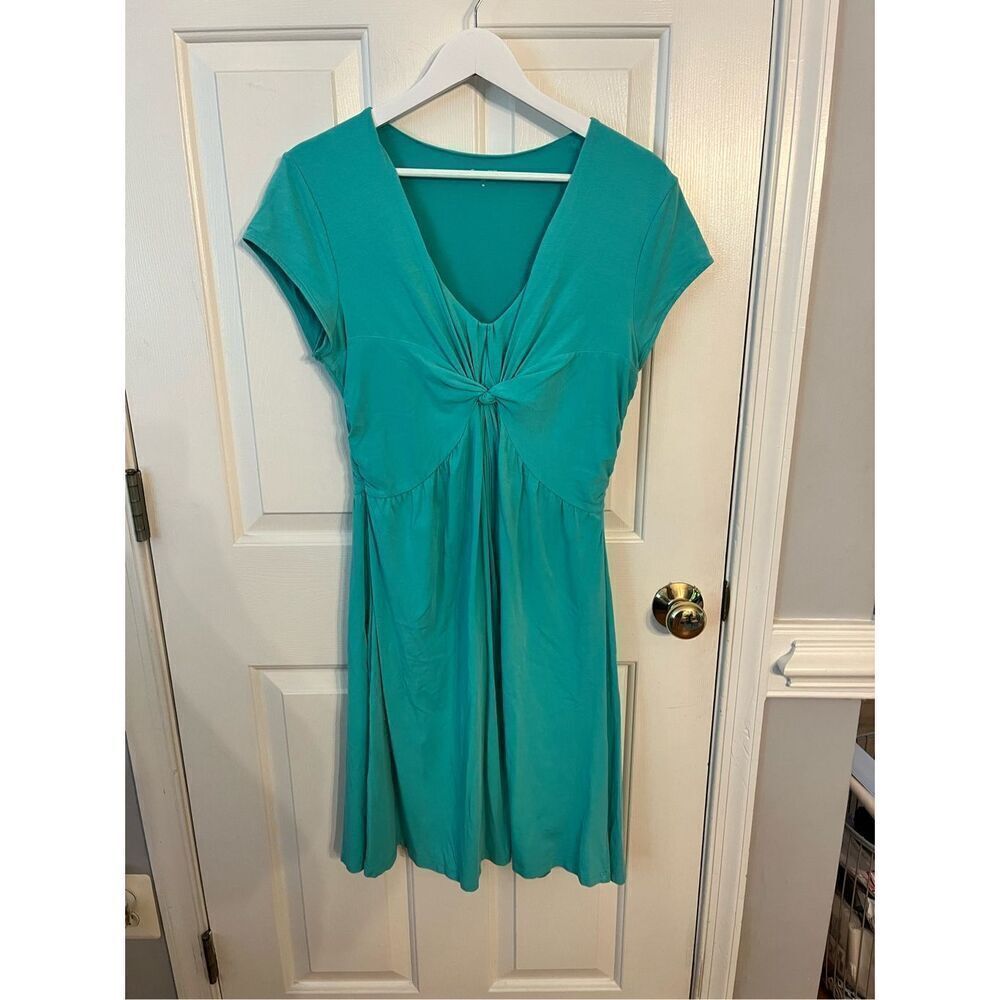Garnet Hill Garden Party Aqua Green Knit Dress sz 10 NWOT